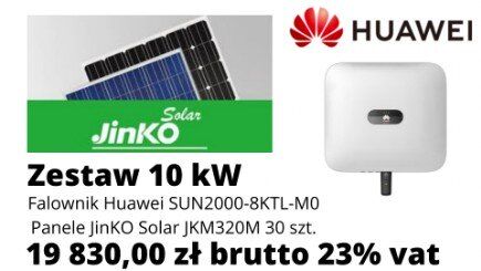 Zestaw Fotowoltaiczny 10kW Huawei SUN2000-10KTl-M0 Jinko 320 W