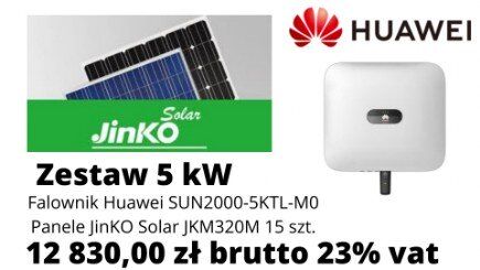 Zestaw Fotowoltaiczny 5kW Huawei SUN2000-10KTl-M0 Jinko 320 W